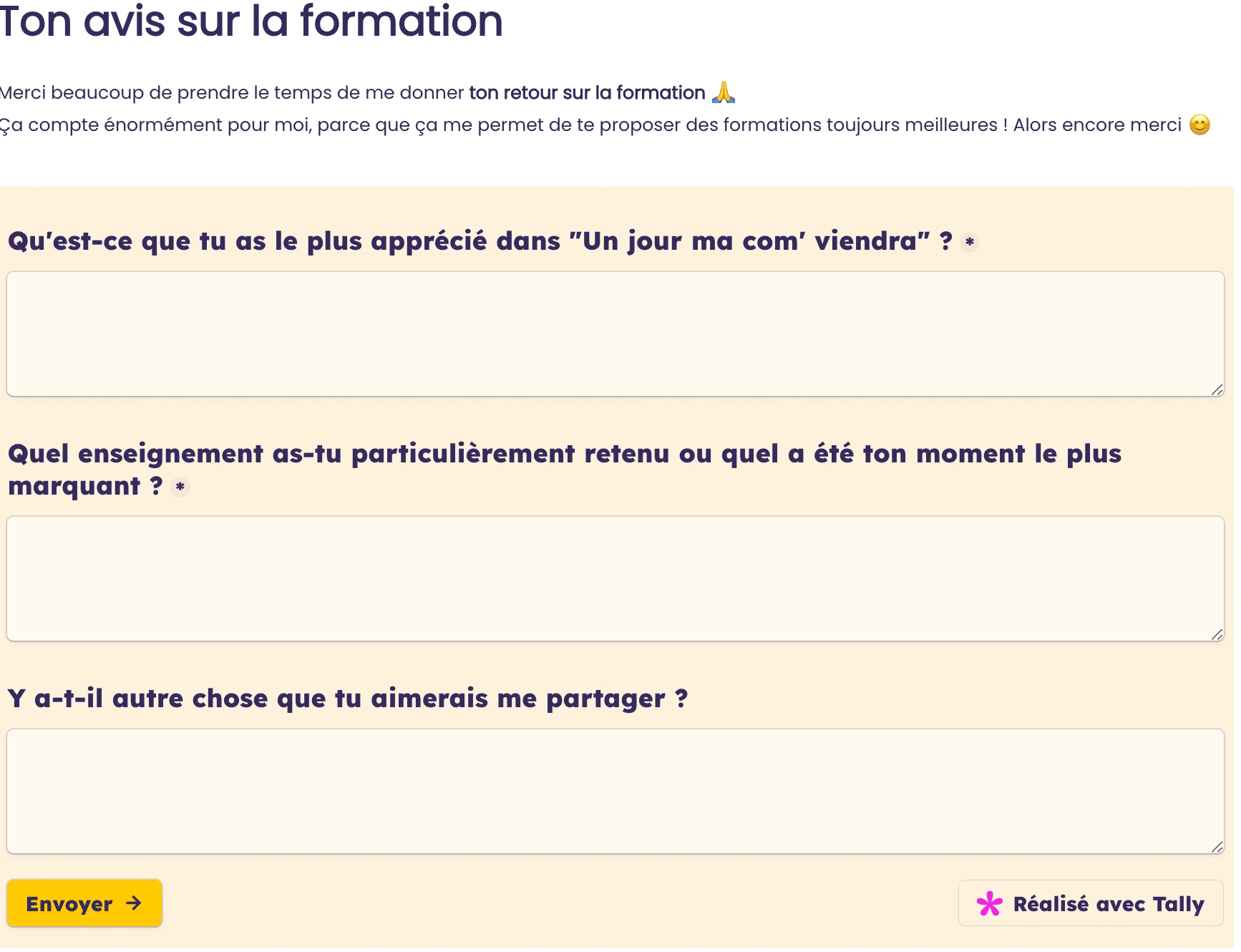 Questionnaire de satisfaction